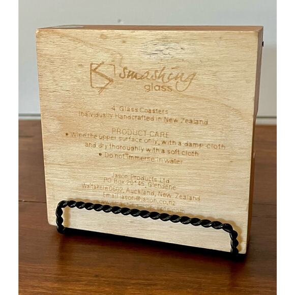 Smashing Glass Kiwi Moon Abalone Coasters Handcrafted New Zealand Box Set of 4 - Picture 11 of 15